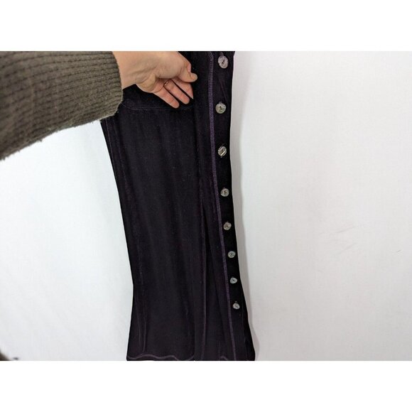 Vintage 90s Cynthia Max S Purple Velvet Overall Bib Dress Button Up Side Phoebe - Picture 6 of 12